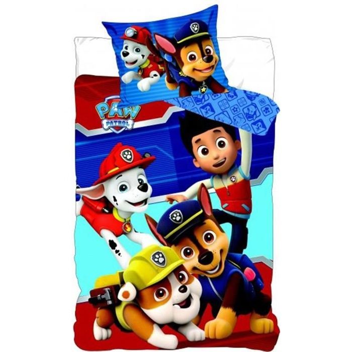 Microfibre Pat Patrouille Housse Couette Pat'Patrouille 140x200 Cm - Microfibre Avec Taie D'oreiller Linge Lit Enfant