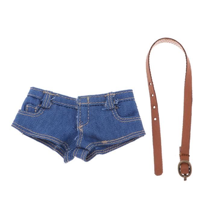 short femme en jean a l echelle 1 6 pour figurines 12 accessoire bleu fonce cdiscount jeux jouets