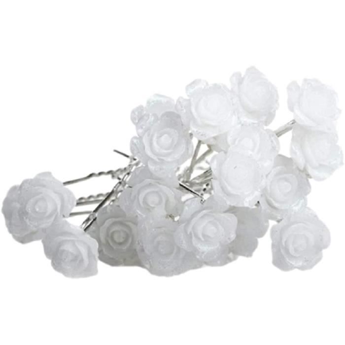 Lot de 10 épingles à chignons fleur blanche bijou de cheveux mariage 