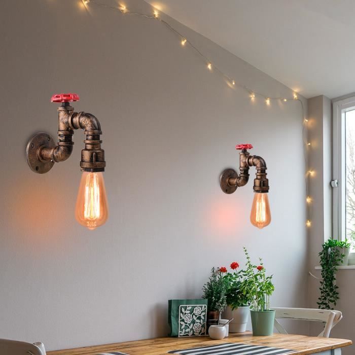 MOGOD 2PCS Retro Applique Murale Style Vintage Lampe Lustre en Metal Industrielle