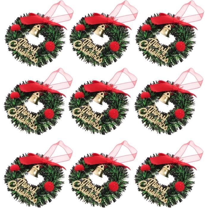 Mini couronne de Noël 24 pièces : mini guirlande de Noël de 2,5 cm avec Mini couronne de Noël 24 pièces : mini guirlande de Noël de 2,5 cm avec