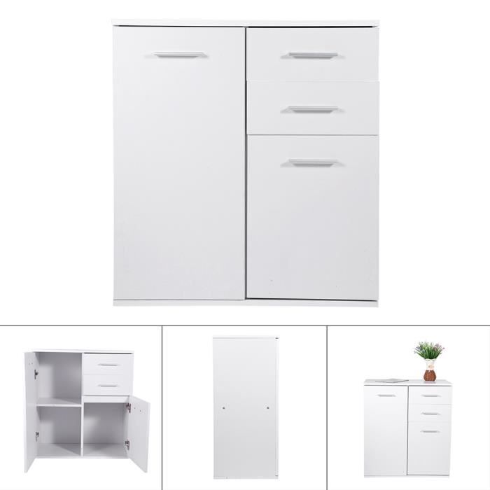 Armoire de rangement Stockage debout Multiusage en bois blanc avec 2