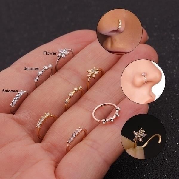 20g Minuscule Cerceaux Cz Nez Anneau Argent Et Or Piercing Bijoux Helix Cartilage Tragus Boucle D Oreille Fleur Nez Anneau