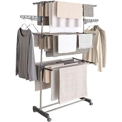Séchoir à Linge INOX ima Gris étendoir Pliable H.145 CM[5]