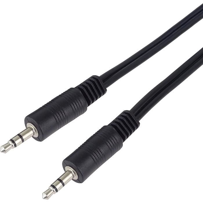 Câble Audio Jack 3,5mm DeleyCON 1m - Aux Stéréo, Fiche Coudée 90°, Or - Pour Smartphone, Tablette, TV