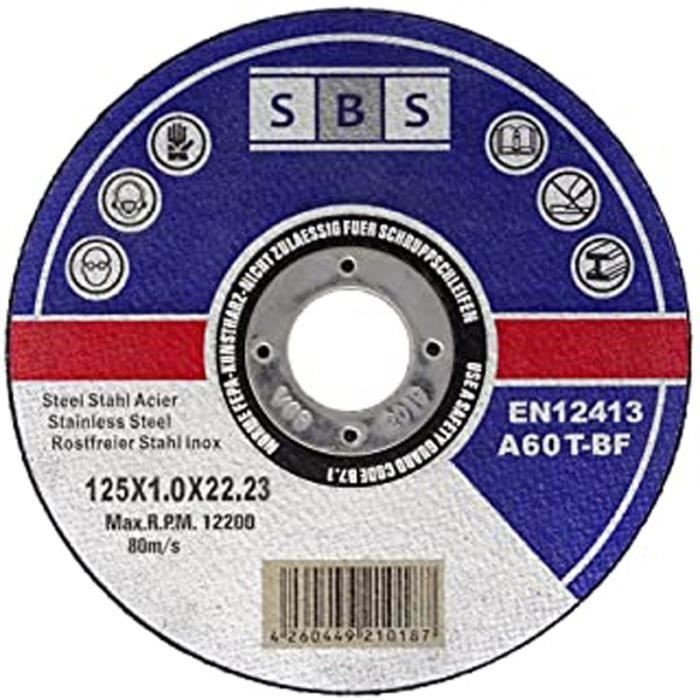 lot de 20 disques SBS Inox Disques 125 x 1,0 mm 