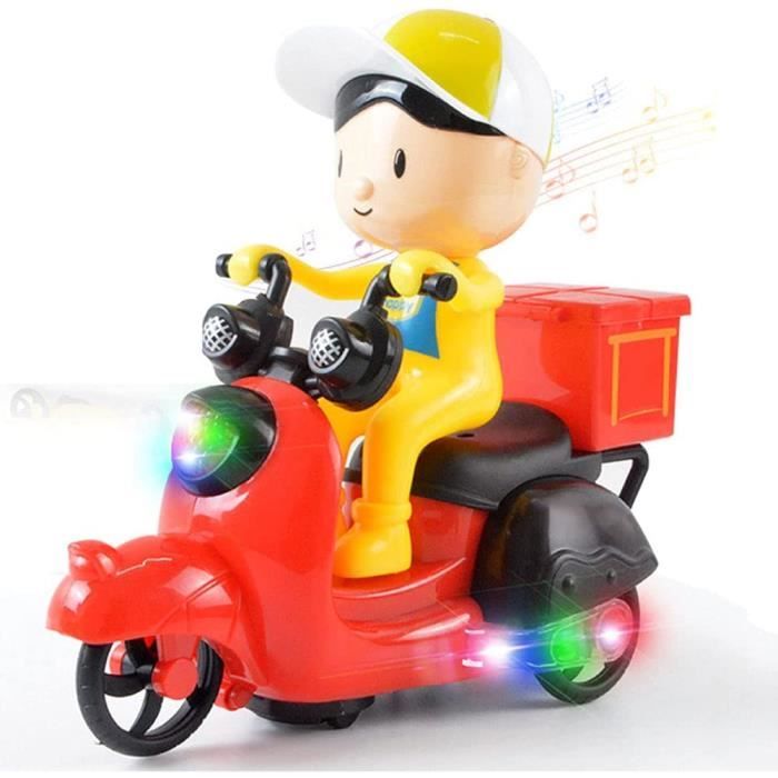 Moto Cascadeur Tricycle électrique – Rotation 360°, Lumières LED, Traction, Pour Enfant 3+, Rouge Ou Vert