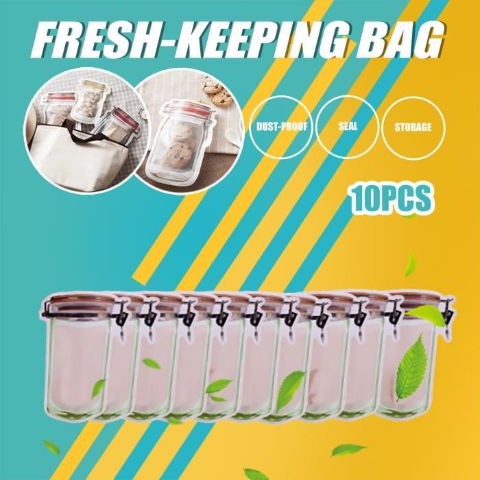 Bouteille 10Pcs en forme de Plastique Sac de rangement hermétique zip-lock Sac Fresh-Keeping Sac
