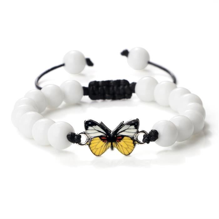 Bracelet En Perles De Pierre Tressé Ajustable - Bijou Élégant Pour Femme - Cadeau Saint-Valentin, Anniversaire, Fiançailles - 4