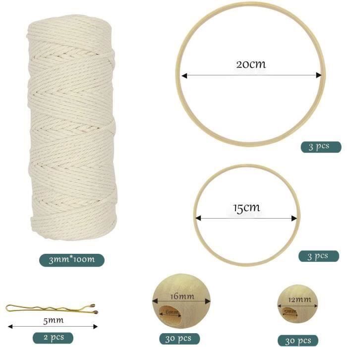 Lot De 3 Cerceaux En Bambou 40 Cm Pour DIY - Décoration Couronne, Attrape-rêves, Loisirs Créatifs - 8