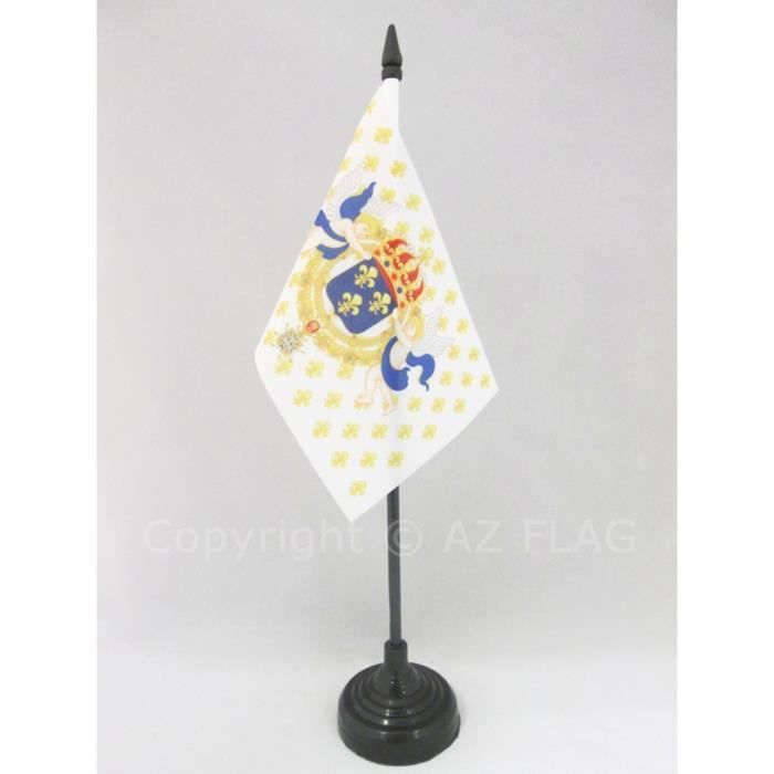 Drapeau De Table Monarchie Française 21x14 Cm - Petit Drapeau Royaliste Sur Socle, 100% Polyester Qualité Premium