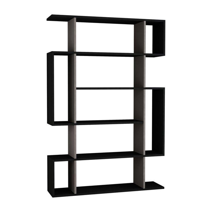 CALICOSY - Etagère bibliothèque H161 cm - MITO - Gris anthracite/ marron CALICOSY - Etagère bibliothèque H161 cm - MITO - Gris anthracite/ marron