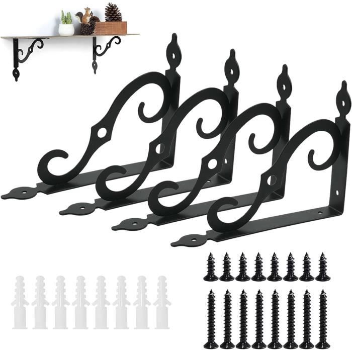 MLOQI Lot de 4 Equerre Etagere Murale, équerre Industrielle,Equerre Charge Lourde, Support de Console pourLavabo avec Vis (40 cm