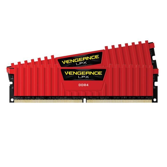Memoire DDR4 Corsair Vengeance LPX 16GB Kit Rouge CMK16GX4M2A2400C16R Cdiscount Informatique