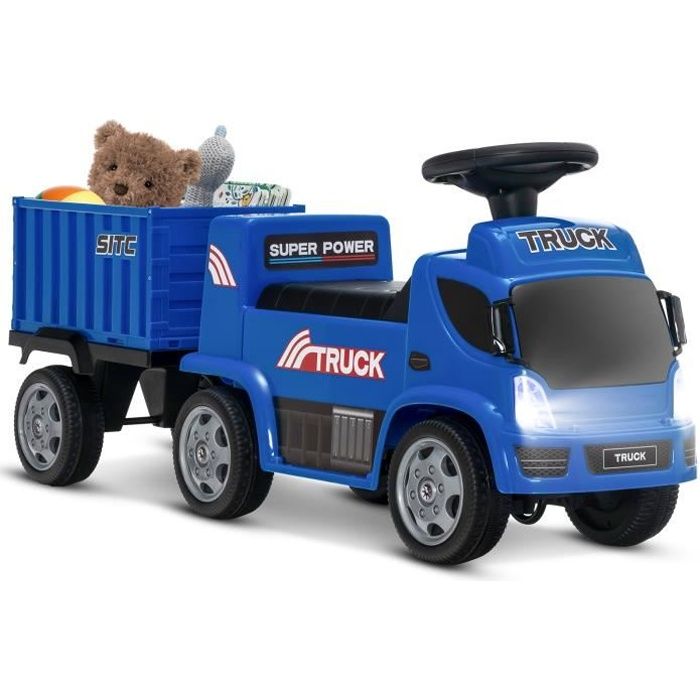 COSTWAY Camion Porteur pour Enfants Volant Directionnel avec