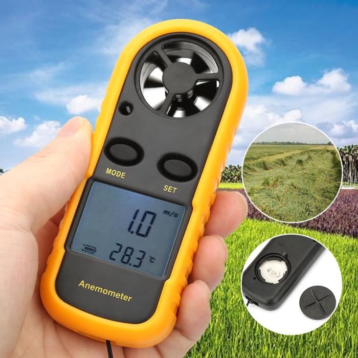 Anémomètre Portable WapoRich RQ-818 - Mesure Vitesse Vent/Température - Mini Jauge Numérique Pour Surf, Pêche, Drones