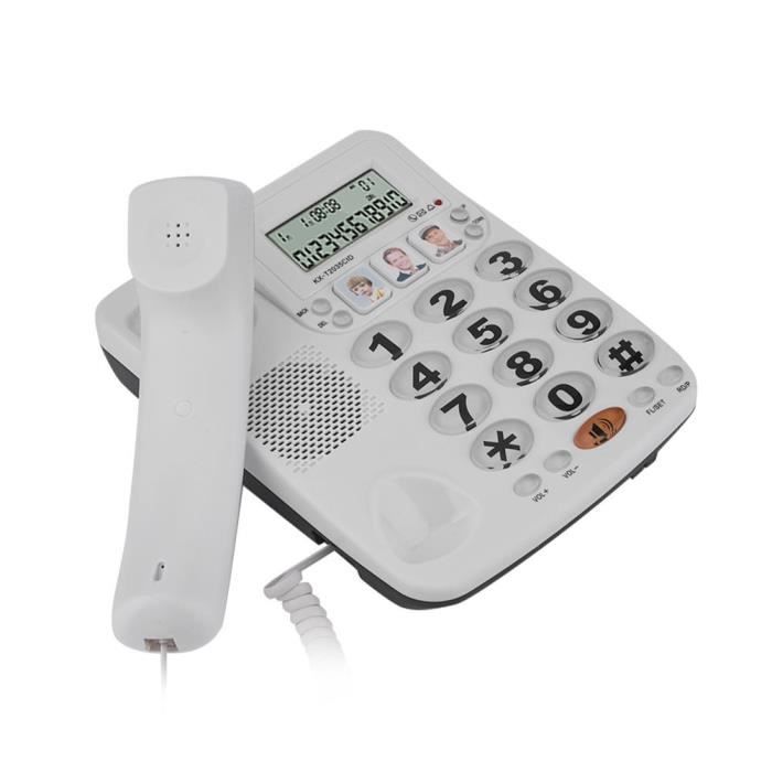 Dioche Téléphone filaire avec répondeur Téléphone filaire à 2 lignes avec haut-parleur Téléphone filaire à numérotation