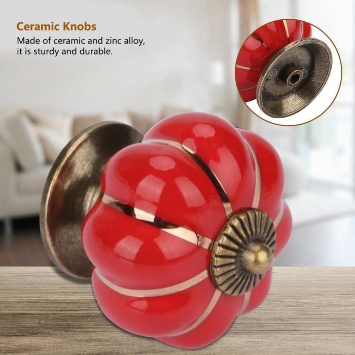 Poignées En Céramique, Boutons De Citrouille, Poignée De Style Européen Pour Meubles De Tiroir D'armoire De Chambre(Mǐ Báisè 3/5000 Résultat De Traduction Blanc Crème