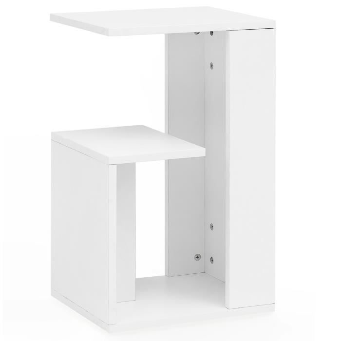 table d'appoint - finebuy - design en bois - blanc - 35x30x61cm