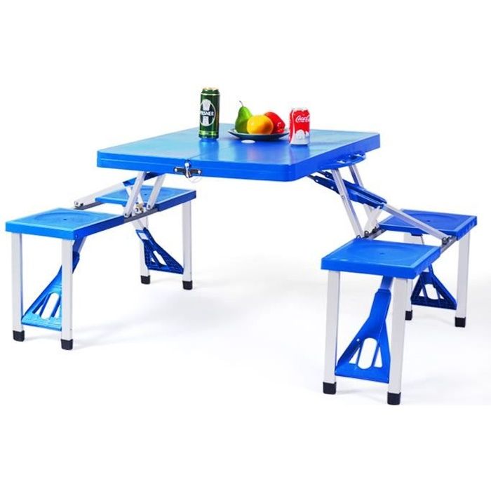 GIANTEX Ensemble de Table et 4 Chaises Pliant avec Trou de Parasol pour