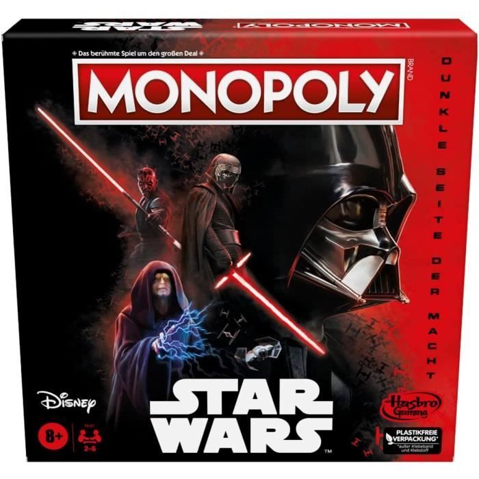 Monopoly Disney Star Wars Cote Sombre de la Force Jeu de societe pour familles, Jeu pour Enfants, Cadeau Star Wars