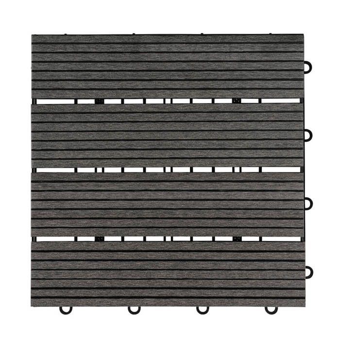 HOME DELUXE Dalles De Terrasse WPC BAVARO 3m² (11 Dalles 30x30cm) - Anthracite, Aspect Bois, Clipsables