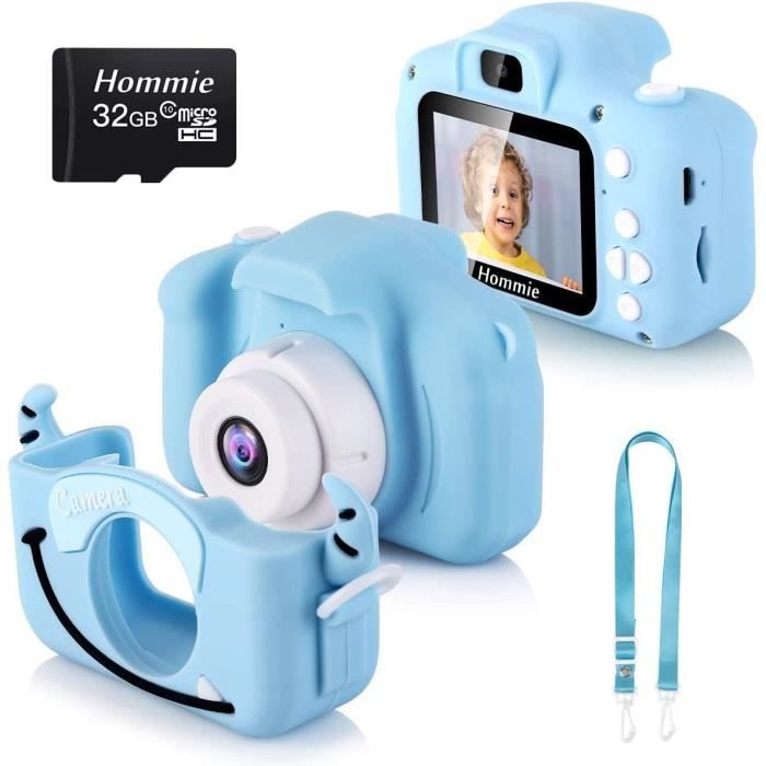 Appareil Photo Numérique Pour Enfants Globalcrown – Mini Caméra Rechargeable Bleue – Autofocus