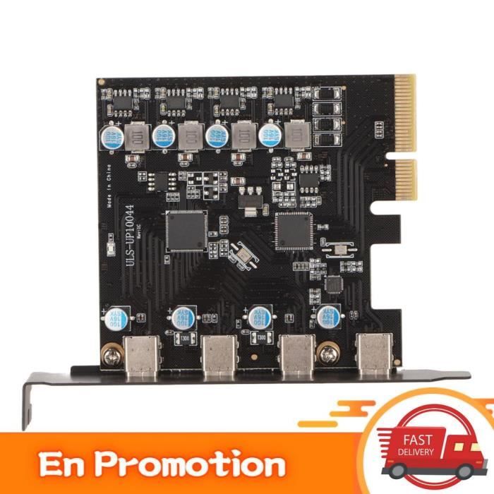 Bewinner Carte D'extension PCIE Vers USB 3.2 Haute Vitesse PCIE X1 Vers USB3.2 Gen1 Type E 20PIN Pour Bureau Avant Type C Noir (PCIE X1 Vers USB3.2