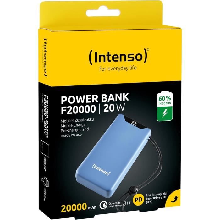 Batterie Externe - INTENSO - F20000 - 20000 mAh - PD 20 W - QC 18 W - Bleu