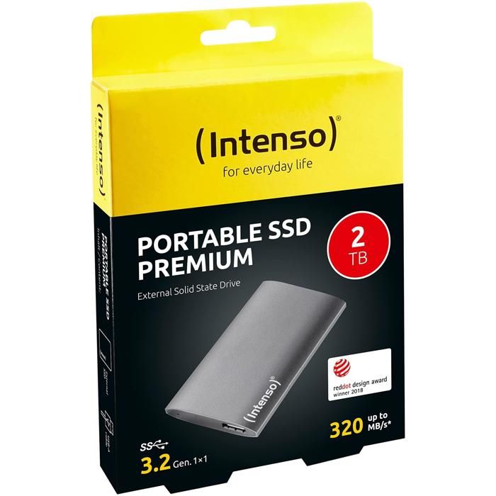 Disque dur SSD externe – INTENSO – PREMIUM – 2 To – Gris