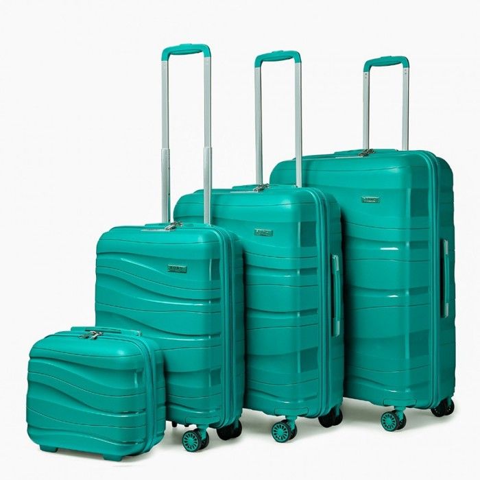 Kono Set de 4 Valises de Voyage (55/66/76cm) Rigide Valise Cabine à roulettes et Serrure TSA & Portable Vanity Case, Bleu