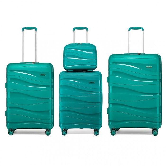 Set De 4 Valises AREBOS Coque Dure ABS - Argent - Tailles S, M, L, XL - 94L Max