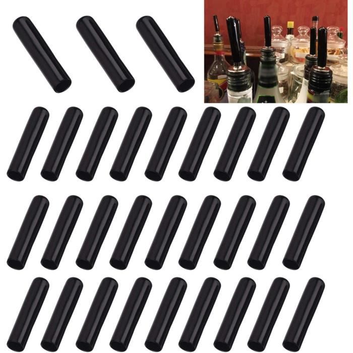 55 Bouchons Bec Verseur Vin - PVC Noir - Anti-Poussière Et Fuites - Pour Carafes, Distributeurs Liquide