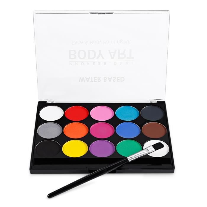 Kit de peinture pour le visage Peinture pour le corps à base d'eau professionnelle 15 couleurs Kit de peinture pour le visage Peinture pour le corps à base d'eau professionnelle 15 couleurs