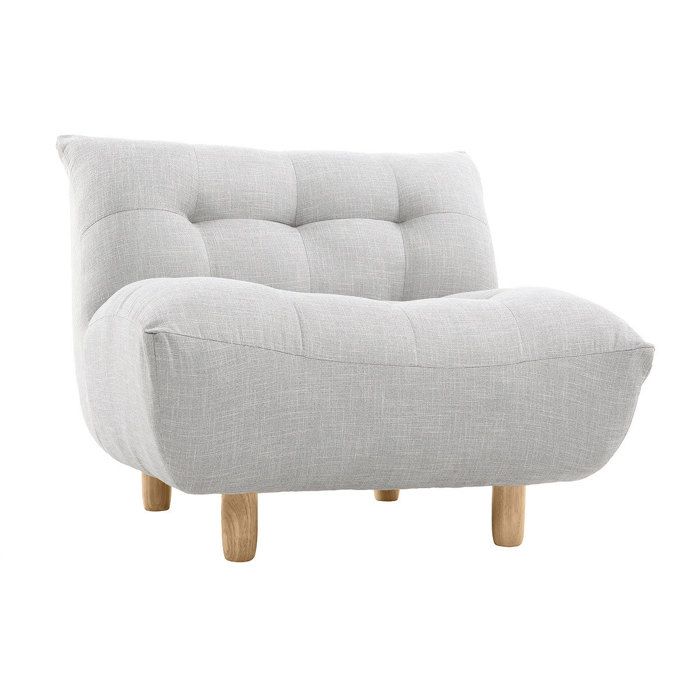 Miliboo - Fauteuil scandinave en tissu gris clair et bois clair YUMI Miliboo - Fauteuil scandinave en tissu gris clair et bois clair YUMI