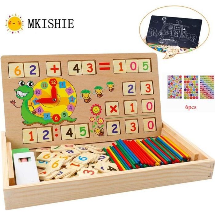 Montessori Boîte d'apprentissage de Math,Jouet Compter Horloge Chiffres, Jeu  Numérique Bâtons Bois Montessori ,Jouet de Maternelle - Cdiscount Jeux -  Jouets