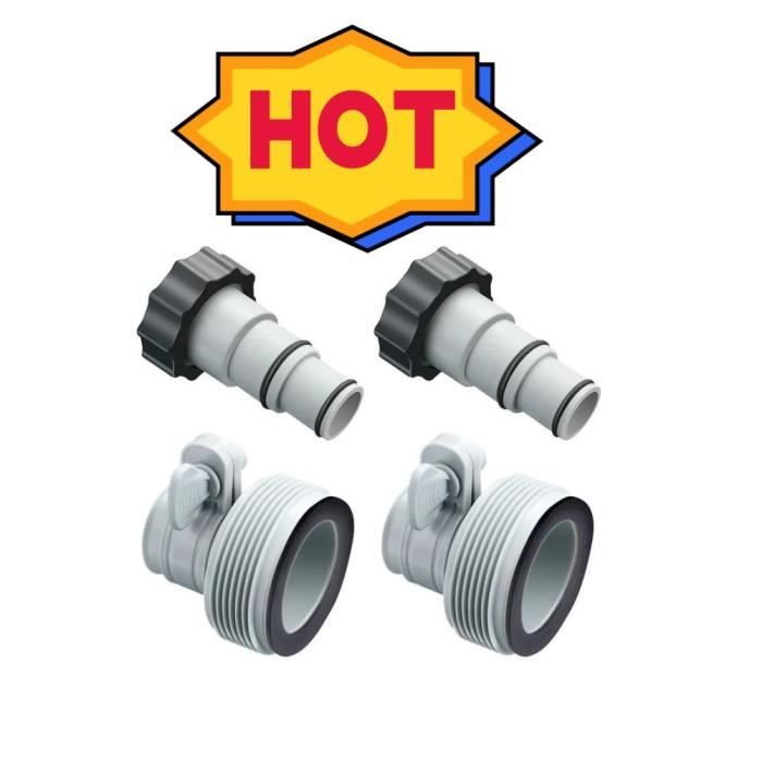 Lot De 2 Adaptateurs Tuyau Piscine Intex 32-38mm - Raccord Rapide Avec Joints - Pour Pompe Et Filtre - 8