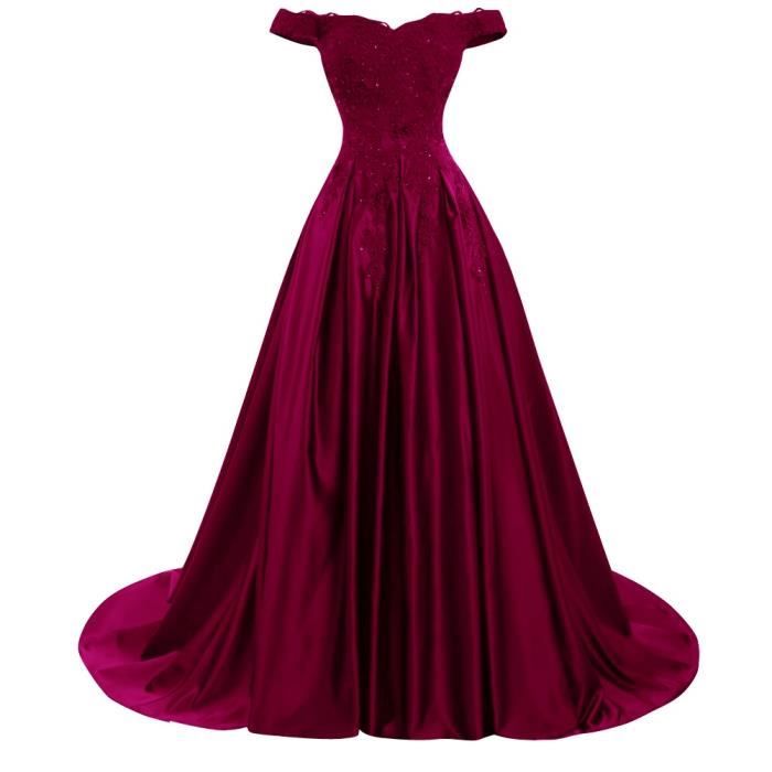 Robe de Soirée Cocktail Longue Bordeaux Trapèze Princesse ...