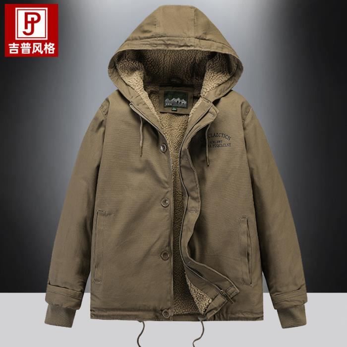 Veste Homme Hiver Sherpa Épaisse Imprimé Cowboy 3D Capuche - Manteau Chaud Double Poche Western