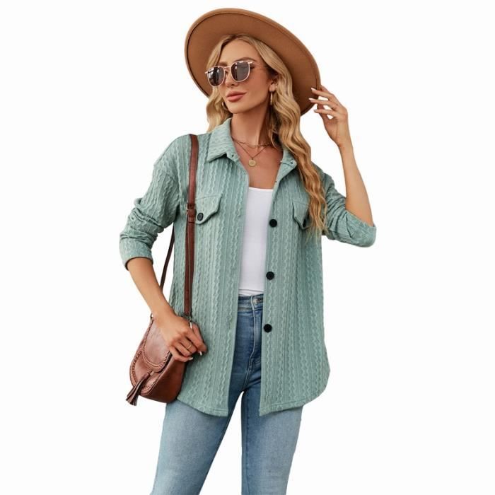 Pull cardigan boutonné mi-long femme VITATA Vert Col