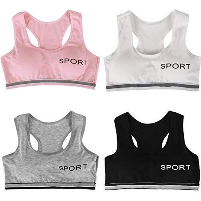 Lot de 4 Brassière fille Soutien-Gorge de sport sans Armature pour