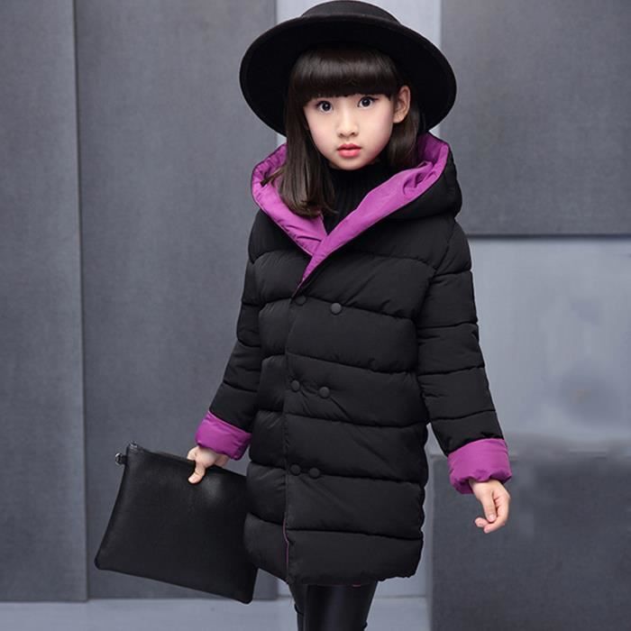 Doudoune Fille Violet Doudoune de Marque Enfants Double face Doudoune Capuche Doudoune Chaude Doudoune D hiver Filles