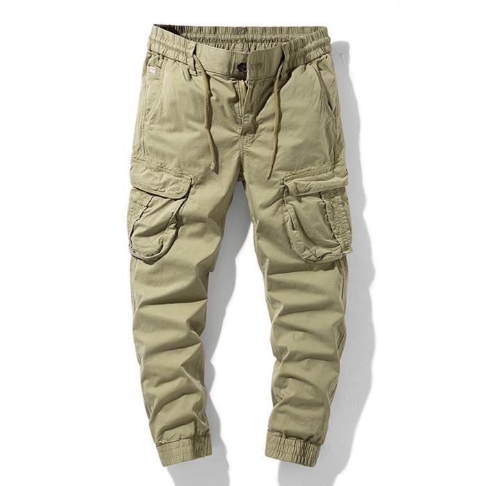 Pantalon Cargo Hiver Homme Multi-poches Doublé Polaire Regular Droit  Pantalon de Travail en Coton Couleur Unie Kaki - Cdiscount Prêt-à-Porter