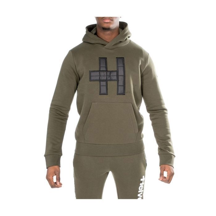 Sweat a capuche Helvetica Homme Ref 55007 Kaki Vert Cdiscount Pret a Porter