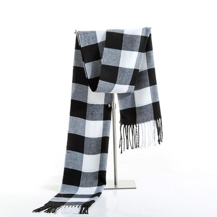 Écharpe Femme Hiver Grand Carreaux - Faux Cachemire, Longueur 200 Cm, Franges - Châle Doux Et Chaud Pour Noël, Cadeau - 5