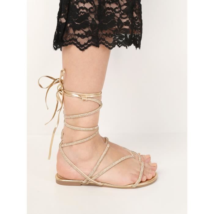 Sandales dorées shop lacets