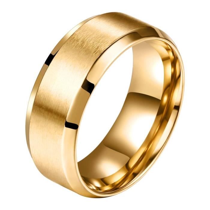 Bague En Acier Inoxydable Bague De Promesse De Mariage Cadeau De Bijoux Pour Homme Classique Plaque Or Gold 62 Gold Achat Vente bague anneau bague