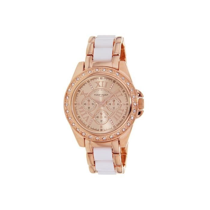 Montre NAF NAF Femme Quartz BICOLORE en Acier inoxydable | Cadran OR ROSE  et boitier OR ROSE, longueur du bracelet 21CM, montre , - Achat/vente montre  - Cdiscount