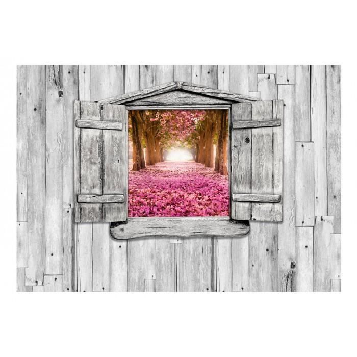 Dimension 100x70 Contemporain Papier Peint 3d Trompe L Oeil Espace Arbres Printemps Bois Fleurs Vue De La Fenetr Cdiscount Bricolage