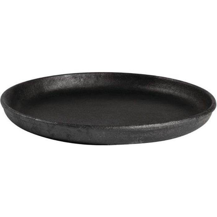 Grill De Table Rond En Fonte 220 Mm Olympia Avec Support Bois - Poêle à Griller Polyvalente Et Authentique